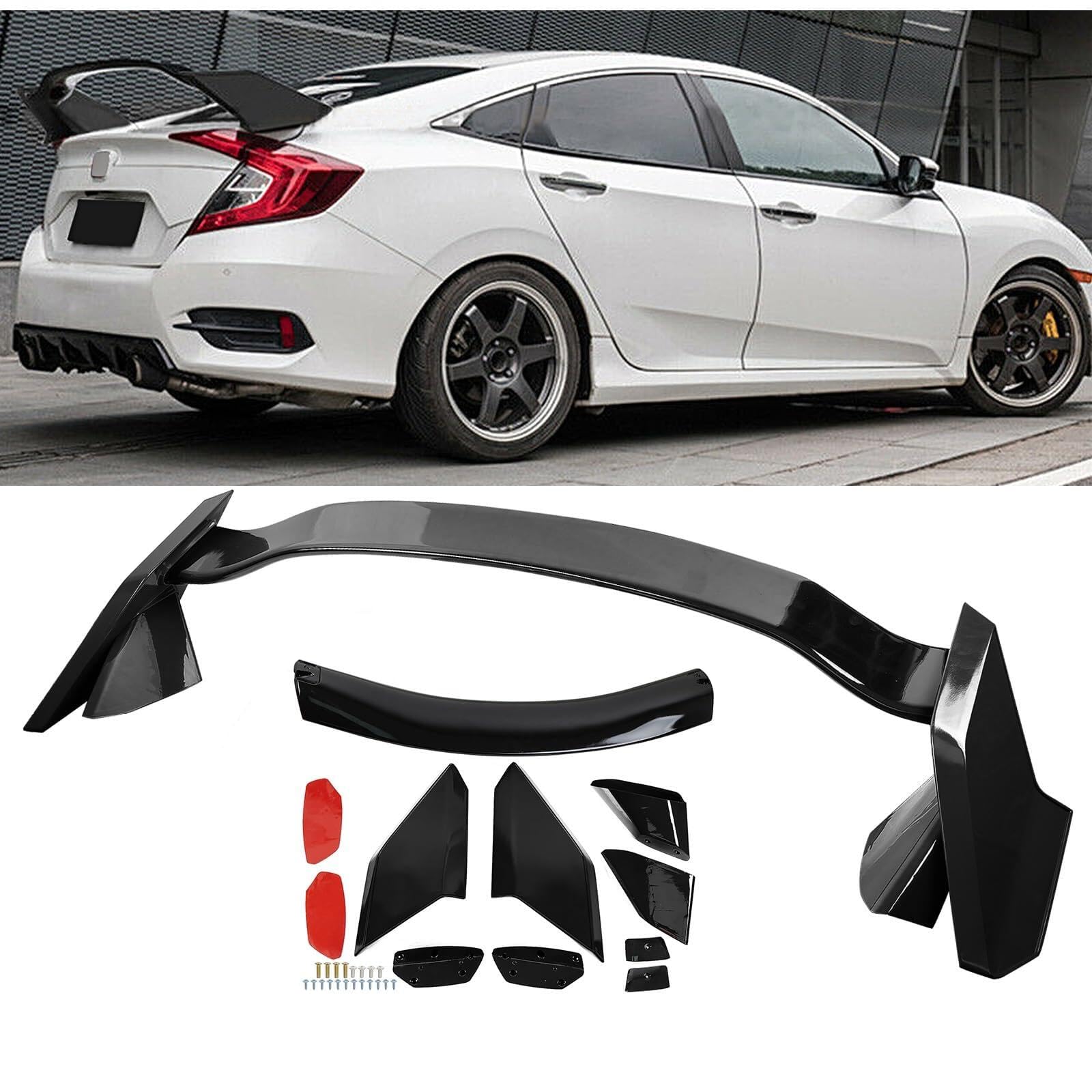 Amazon.com: ZXMOTO Glossy Black Type R Style Trunk Spoiler Wing